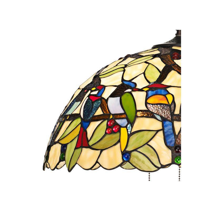 Robert Louis Tiffany Bronze Plug In Swag Pendant Chandelier 20" Wide Mission Garden Birds Stained Glass 3-Light Fixture for Dining Room Kitchen Island