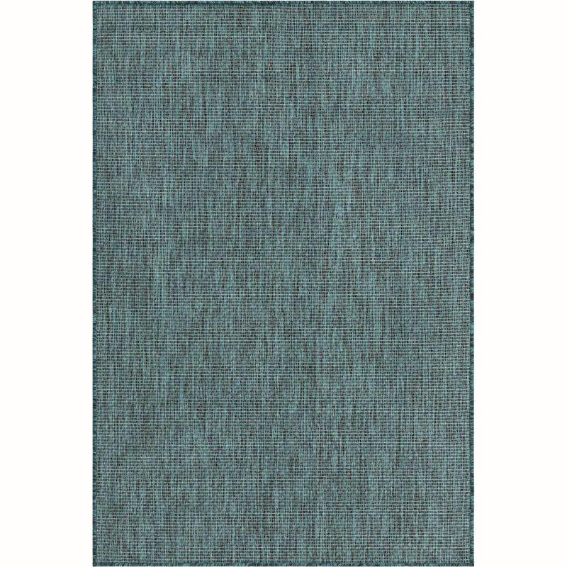 Unique Loom 4' 1 x 6' 1 Rectangle Indoor/Outdoor Solid Teal Area Rug