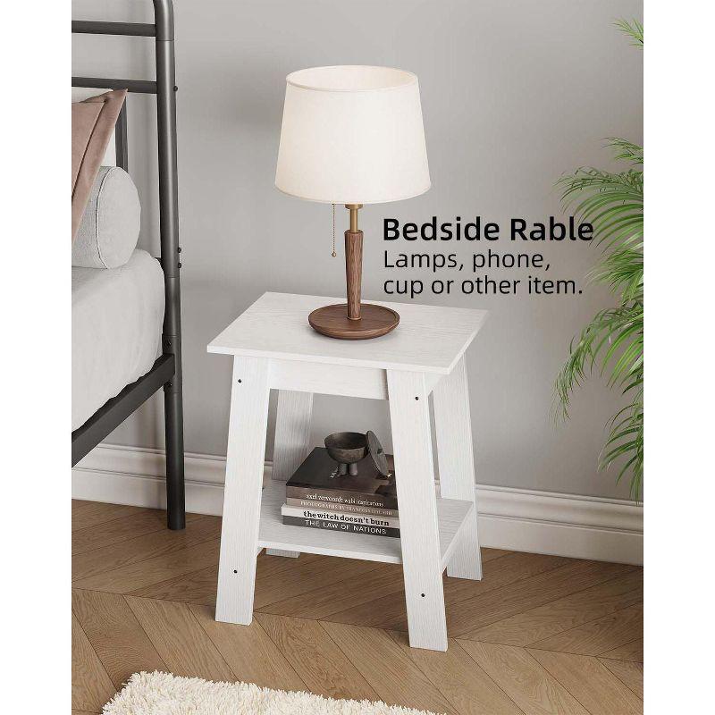 Nasitip 2-Tier End Table, Small Side Table, Nightstand with Storage Shelf, Narrow Side Table for Small Spaces(White)