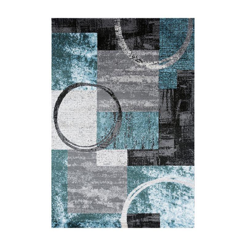 Elegance Abstract Blue-Gray Synthetic 5' x 7' Area Rug