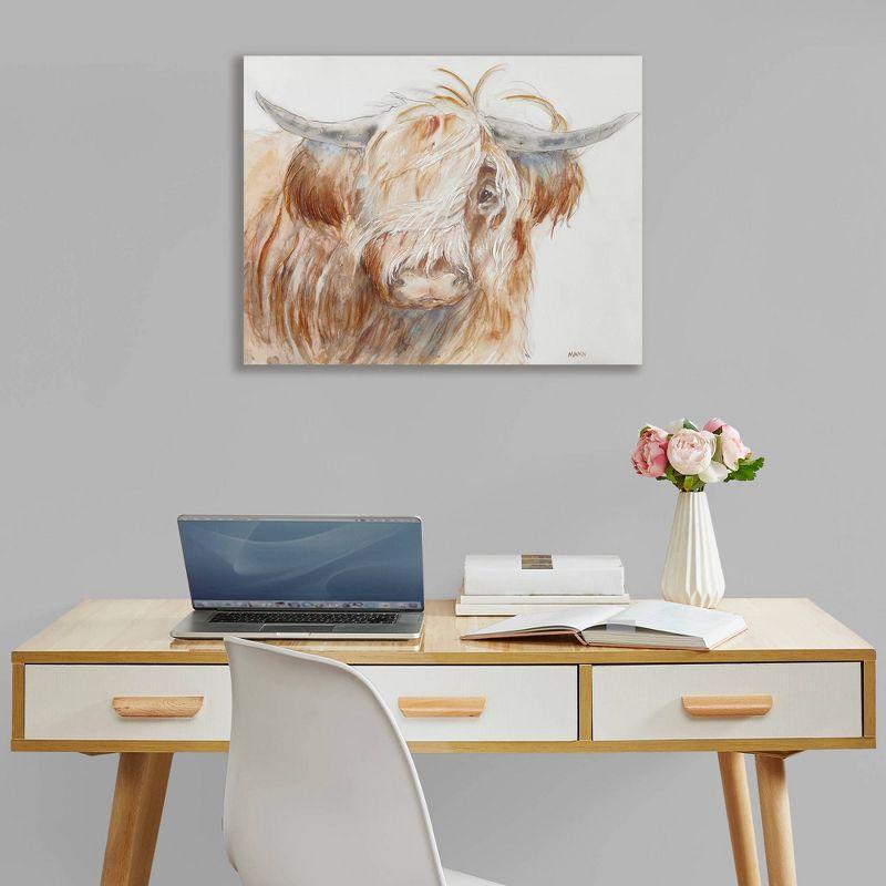 Union Rustic Windswept Hand Embellished Highland Bull Canvas Wall Art