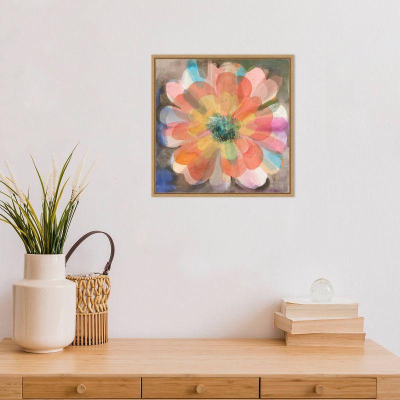 16" x 16" Kaleidoscope Flower by Danhui Nai Framed Wall Canvas - Amanti Art: Modern Botanical Lithograph, Polystyrene Frame