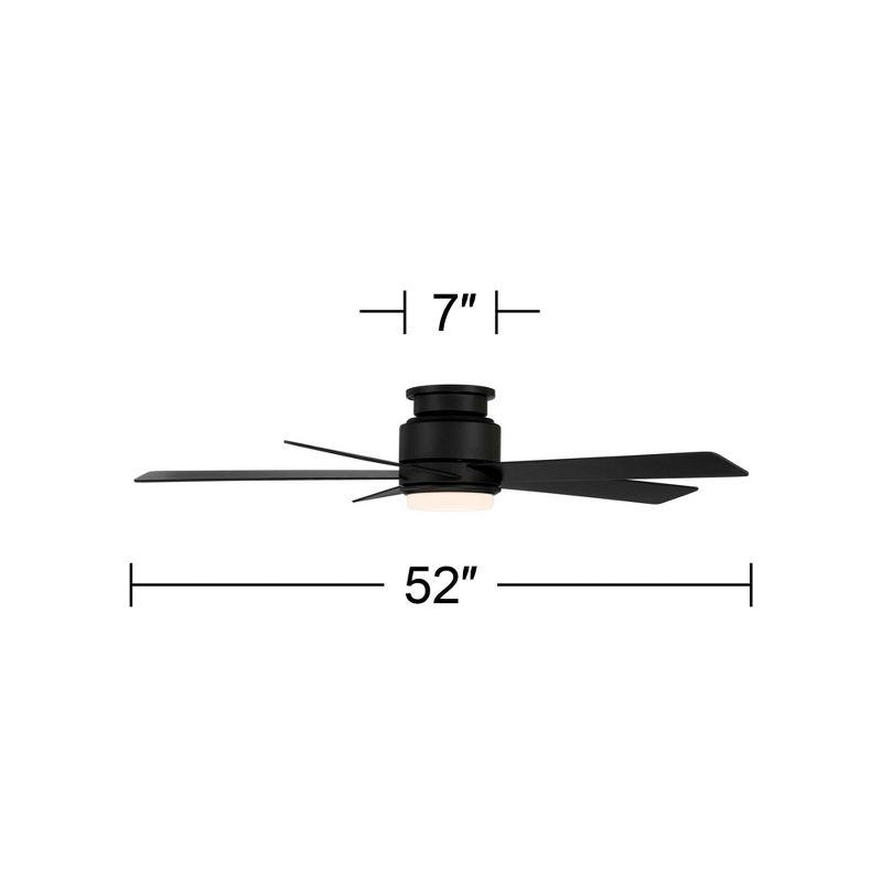 52" Casa Vieja Modern Outdoor Hugger Ceiling Fan with Dimmable LED Light Remote Control Matte Black Damp Rated for Patio Exterior