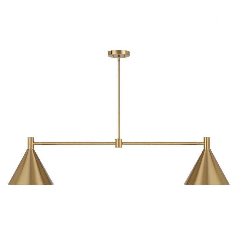 Pharos 2-Light Linear Chandelier in Noble Brass by Breegan Jane