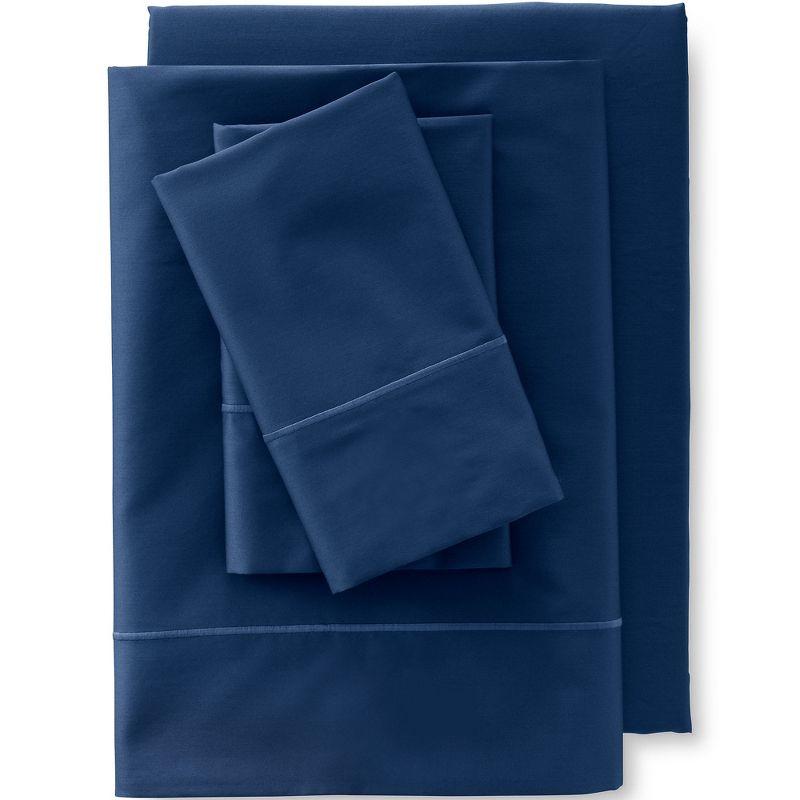 Lands' End 400 Thread Count Premium Supima Cotton No Iron Sateen Pillowcases - Standard - Deep Sea Navy