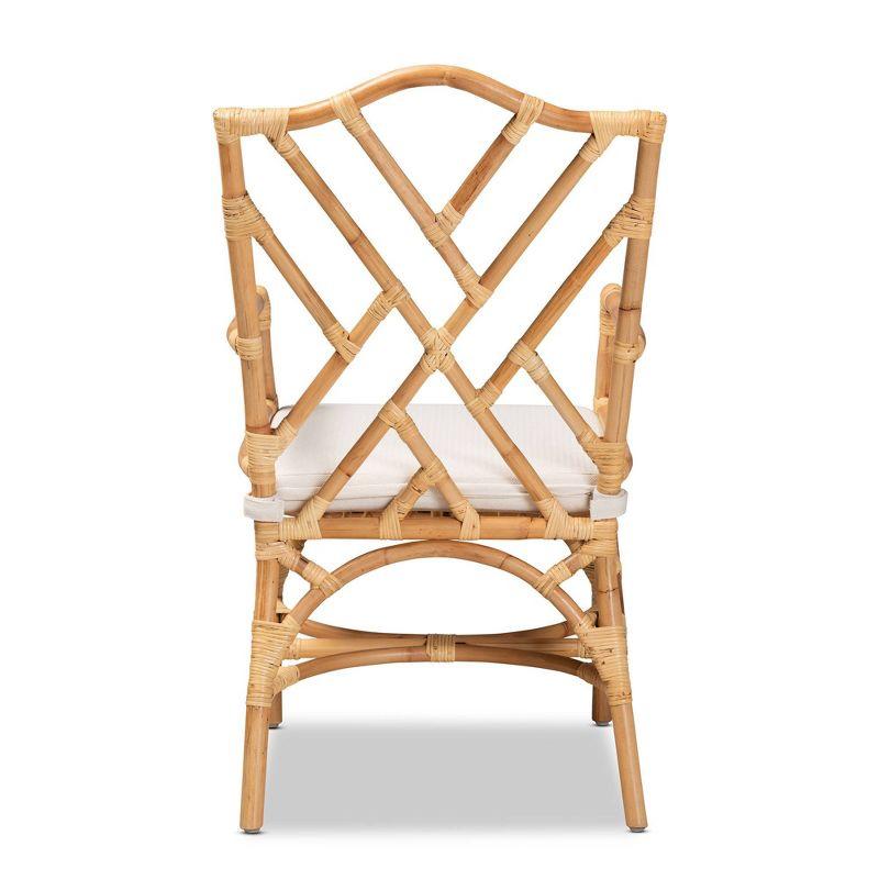 Delta Rattan Armchair Natural/White: Handmade, Geometric Backrest - bali & pari