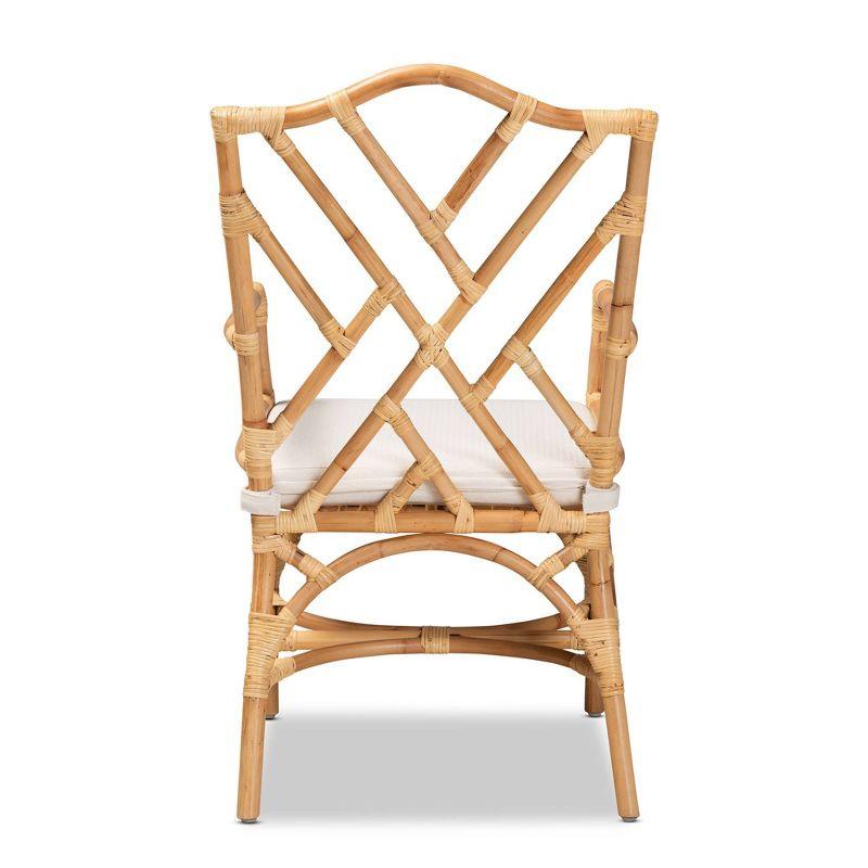 Delta White Rattan and Cane Low Armchair with Cushion