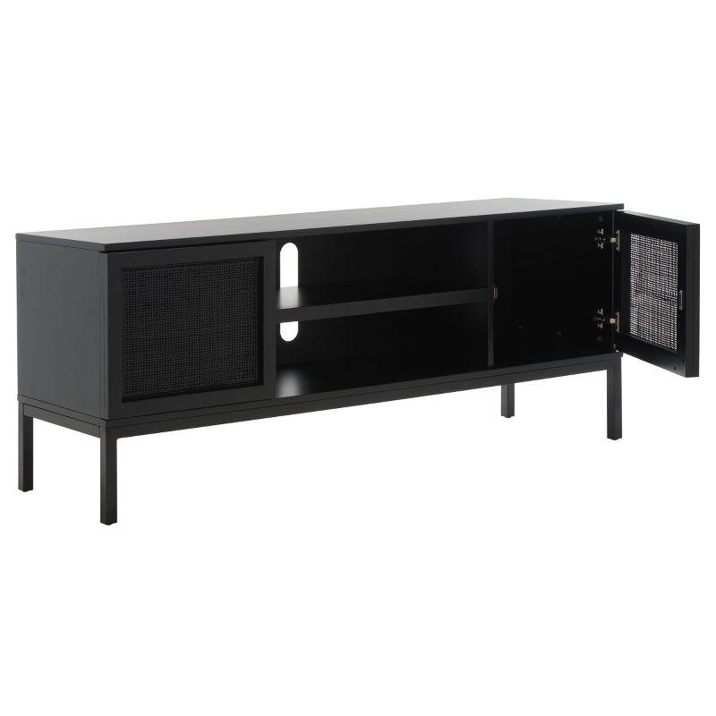 Zadie 2 Shelf Rattan Media Stand - Black - Safavieh