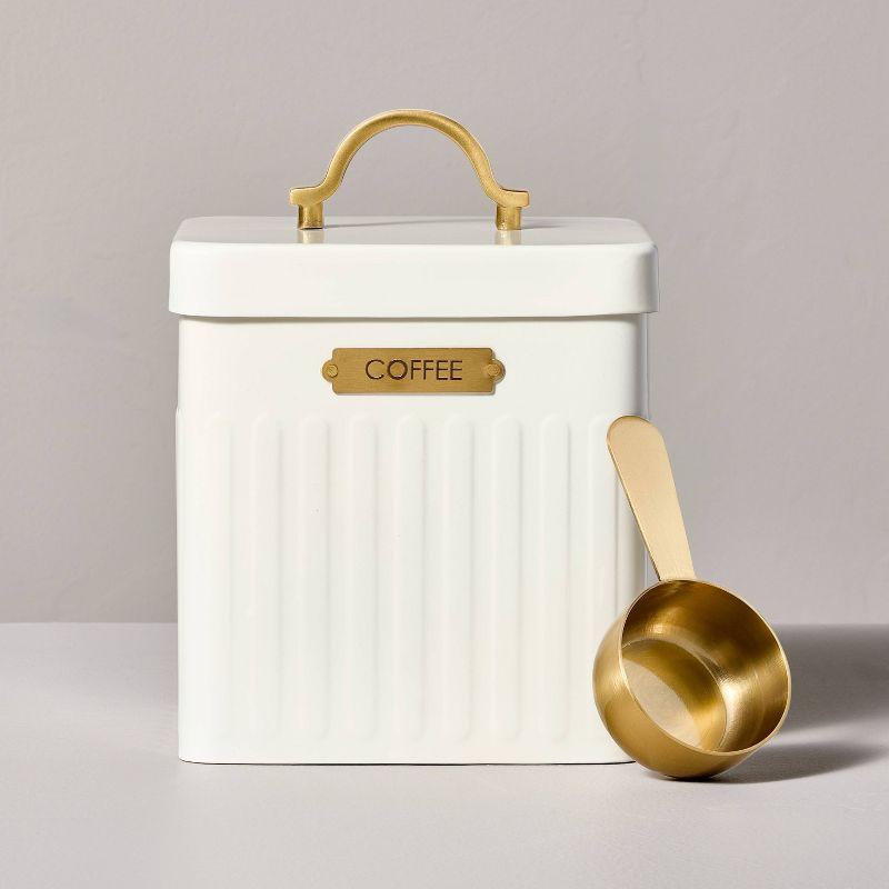 Metal Coffee Tin with Scooper Cream/Brass - Hearth & Hand™ with Magnolia