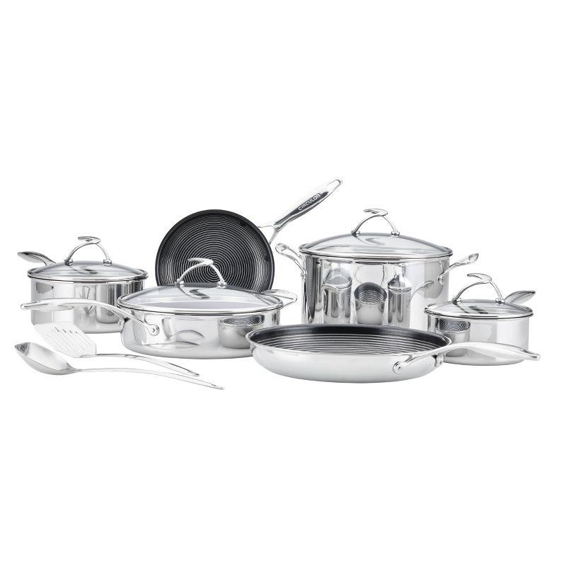 Circulon Circulon Clad Stainless Steel Cookware and Utensil Set with Hybrid SteelShield Nonstick, 12-Piece