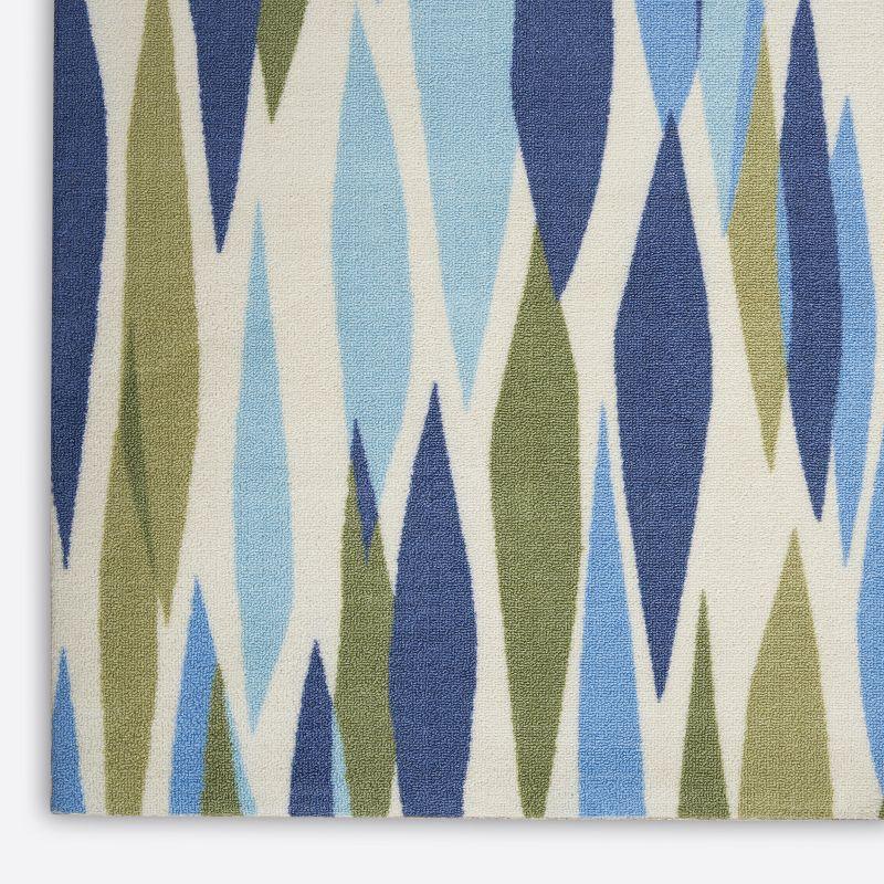 Seaglass Blue & White Large Synthetic Easy-Care Area Rug