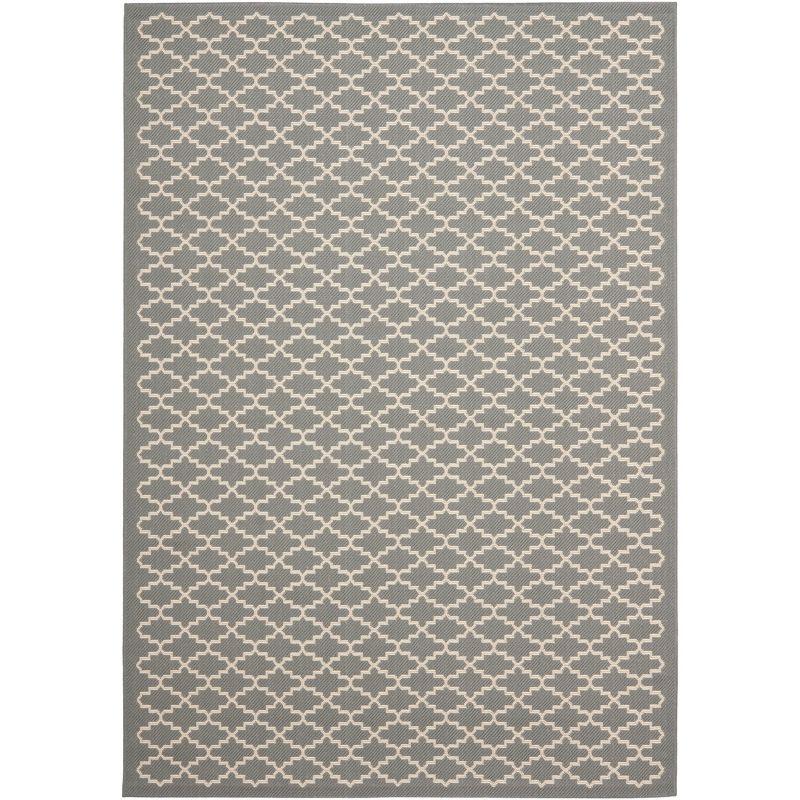 Anthracite and Beige 5' x 7' Easy-Care Synthetic Area Rug