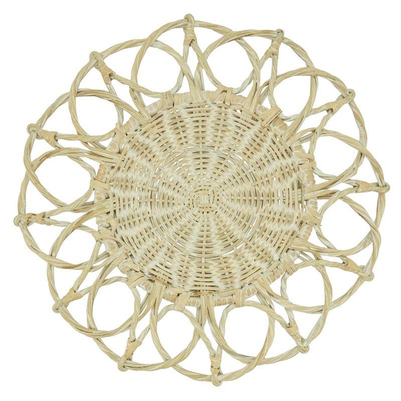 Twisted Rattan White Round Placemats, Set of 4