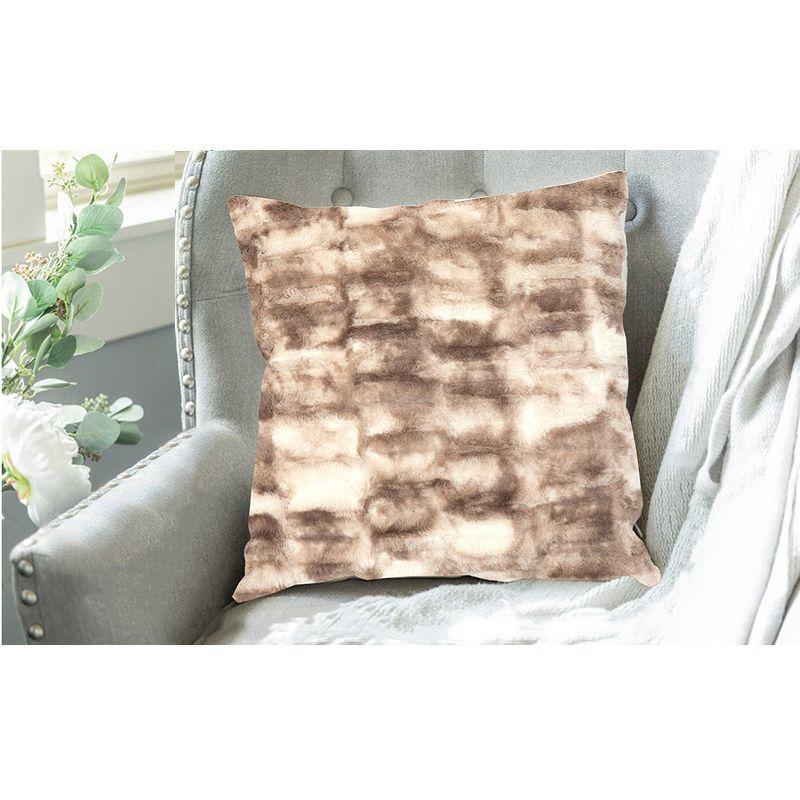 Cheer Collection Luxuriously Soft Faux Fur Throw Pillow With Inserts, Set of 2 - Marble Brown