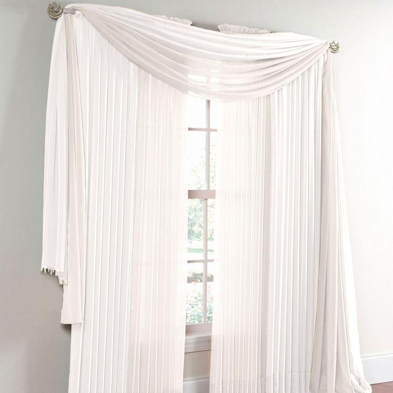 White Sheer Polyester Window Scarf Valance