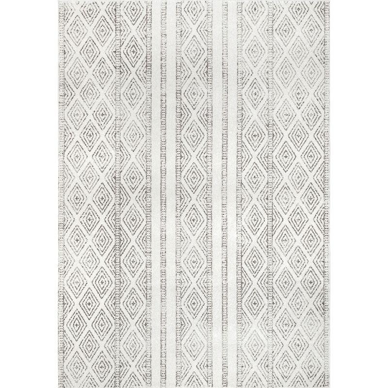 Reversible Gray Geometric Synthetic 4' x 6' Area Rug