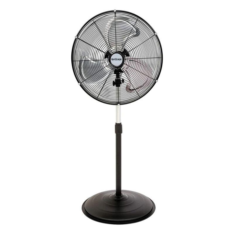 Hurricane Black Metal 20-Inch Oscillating Pedestal Fan with Adjustable Height