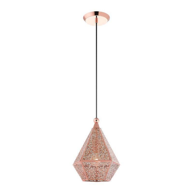 Rose Gold Filigree Metal Indoor/Outdoor LED Pendant Light