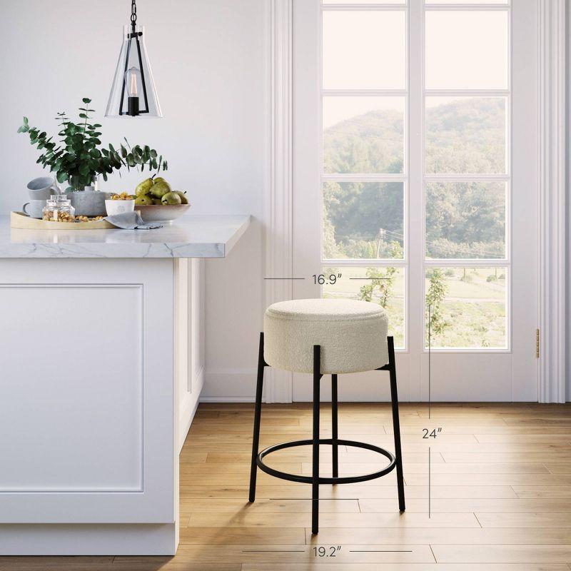 Upholstered Counter Stool with Metal Frame