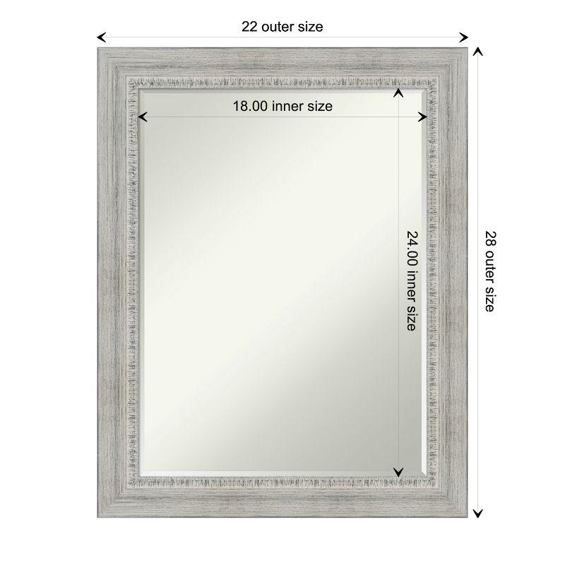 Amanti Art Rustic White Wash Petite Bevel Wood Bathroom Wall Mirror 28.5 x 22.5 in.