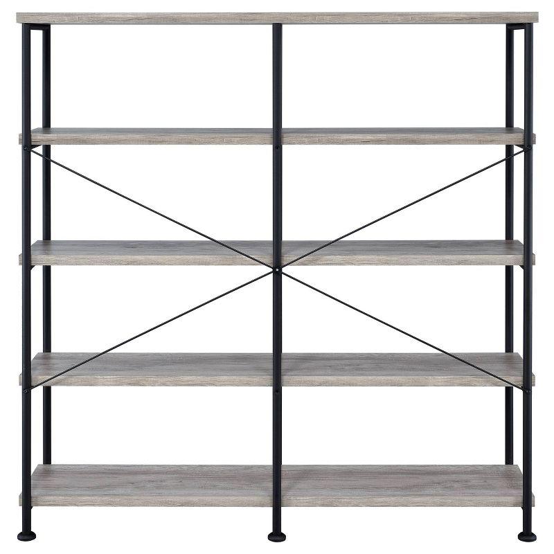 63" Analiese Double Bookcase with 4 Open Shelves in Gray Driftwood - Coaster