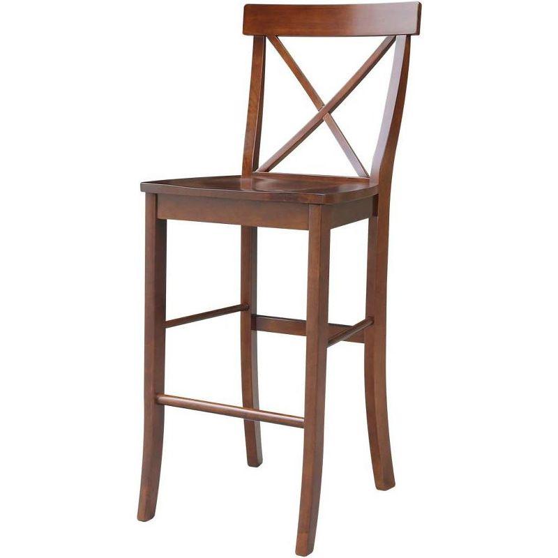 Espresso Wood X-Back Bar Height Stool with 30 inch Seat