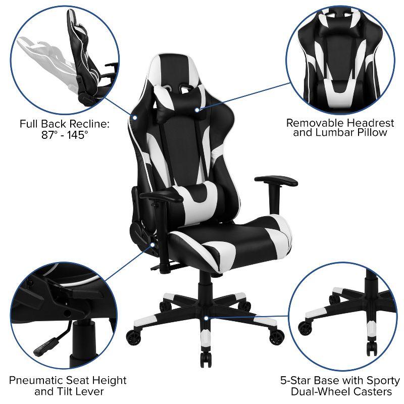 Flash Furniture Black Gaming Desk and Black Reclining Gaming Chair Set with Cup Holder, Headphone Hook & 2 Wire Management Holes