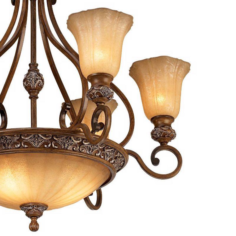 Sterling Estate Golden Bronze 9-Light Chandelier with Champagne Glass Shades