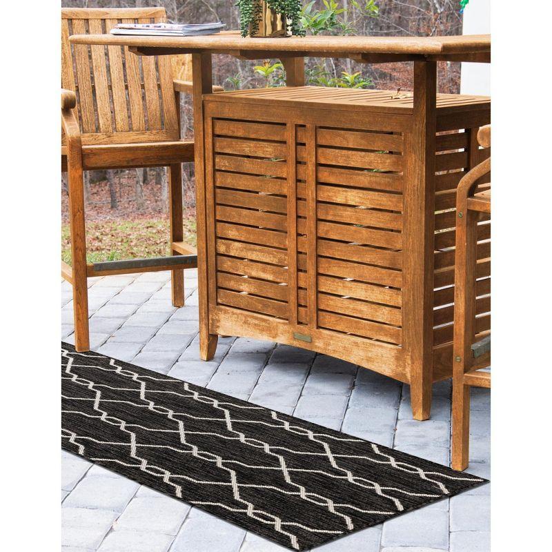 Unique Loom 2' 0 x 6' 1 Runner Indoor/Outdoor Trellis Charcoal Runner Rug