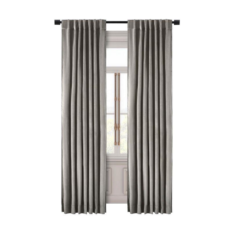 Ricardo Velvet Rod Pocket w/Back Tabs Panel w/Blackout Lining 50x63 Slate Grey