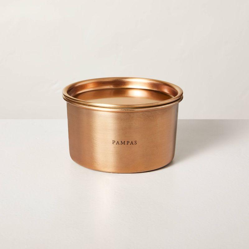Lidded Metal Pampas 4-Wick Jar Candle Brass Finish 20oz - Hearth & Hand™ with Magnolia