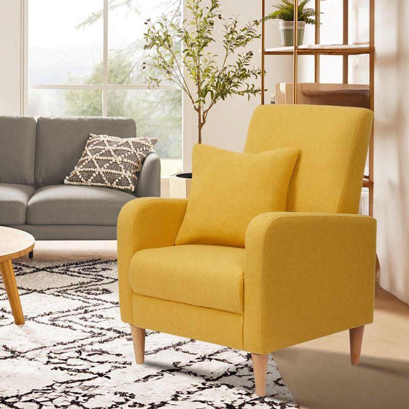 Modern Upholstered Accent Chair  | COLAMY | Yellow