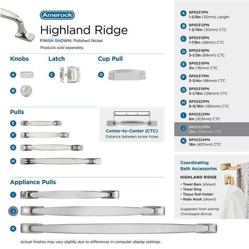 Amerock Highland Ridge 12 inch (305mm) Center-to-Center Polished Nickel Appliance Pull