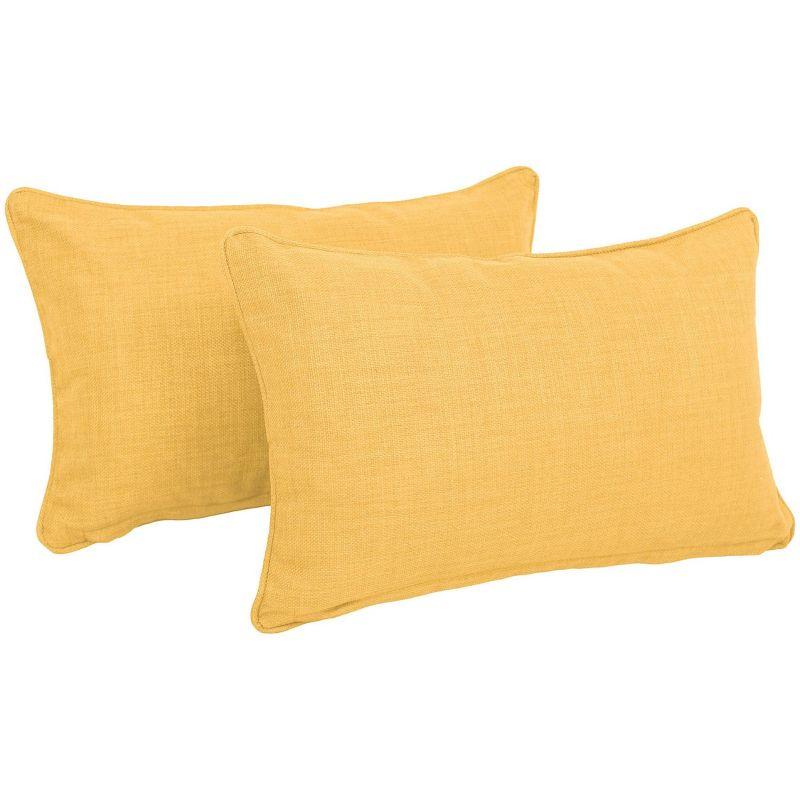 Lemon Yellow Polyester Indoor/Outdoor Rectangular Throw Pillows, Set of 2