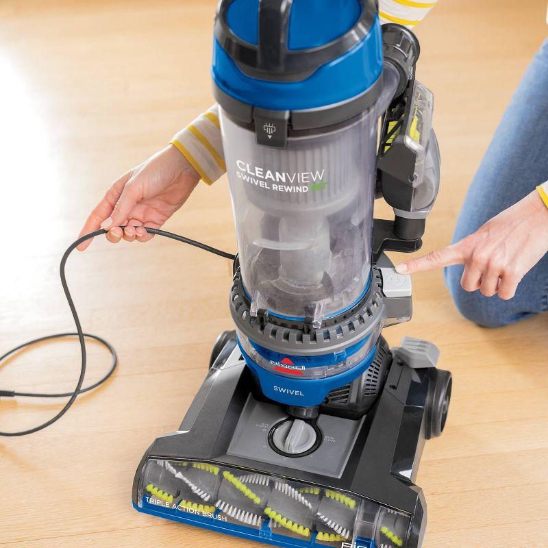 BISSELL CleanView Vacuum with Automatic Cord Rewind, TurboEraser Upholstery Tool, Triple Action Brush Roll Swivel Steering, Extension Wand, Easy-Empty Dirt Tank, Multi-Cyclonic Suction 3839