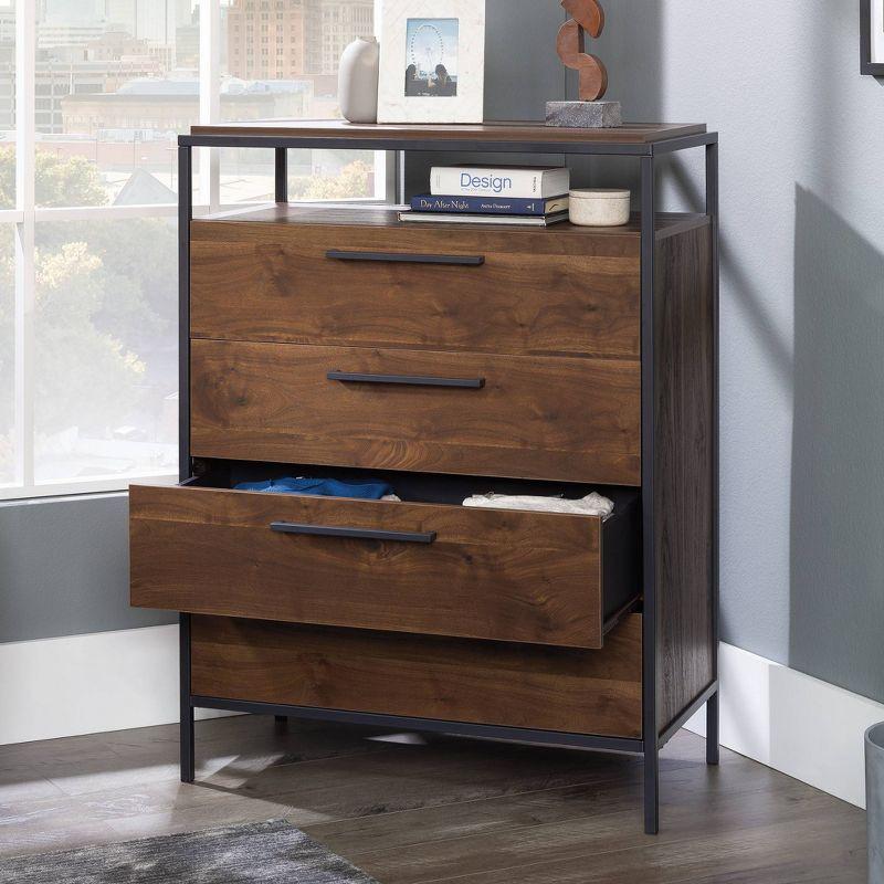 Sauder Nova Loft 4 Drawer Chest Grand Walnut : Laminated MDF Storage, Metal Hardware, CARB Certified