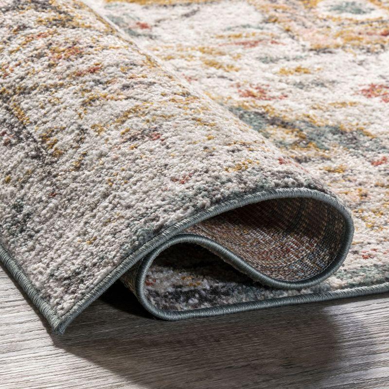 Nuloom 6 Square Justine Vintage Medallion Indoor Area Rug, Beige, Faded Persian Design, Stain Resistant, BedroomLiving Room, Kitchen,