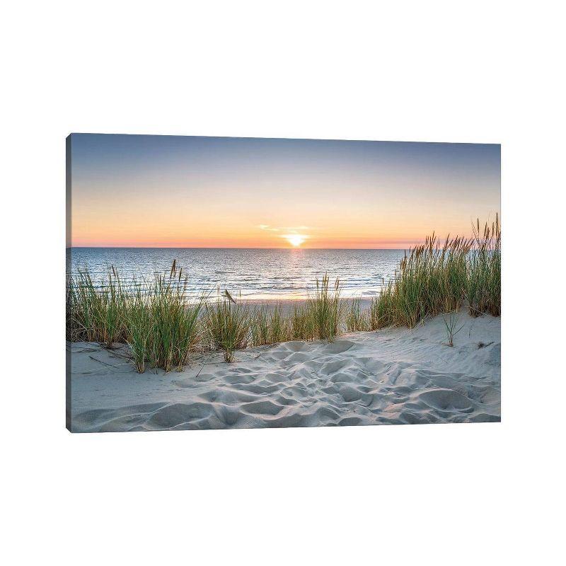 Sunset Beach Landscape Canvas Print on Pine Frame