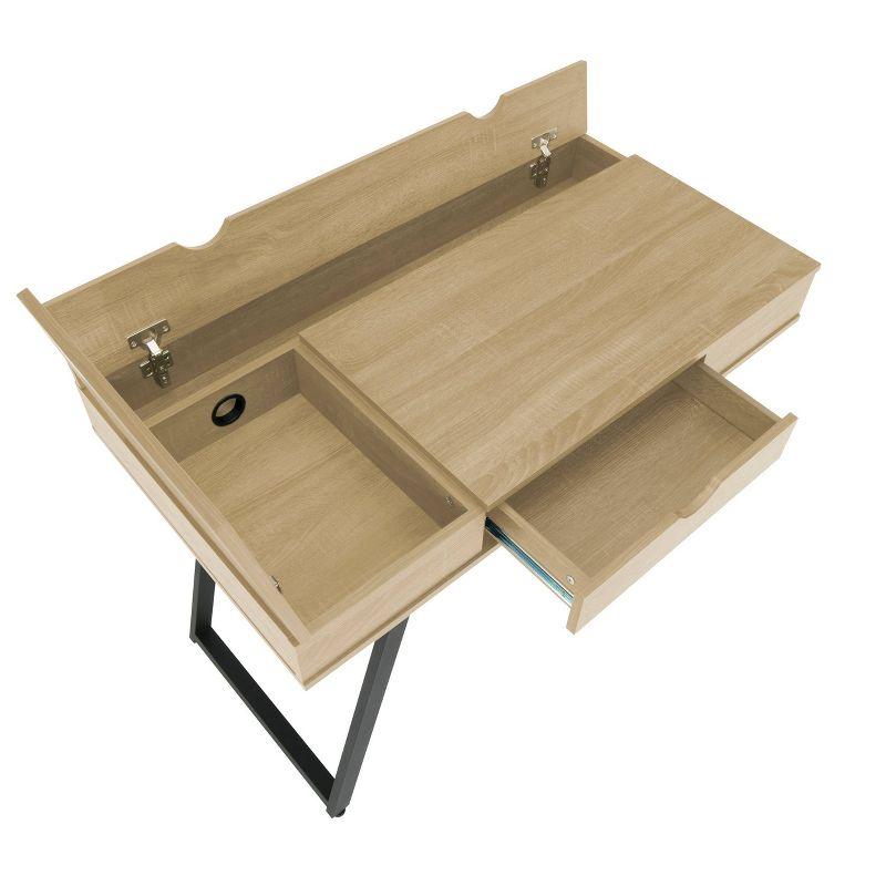 Rockdale Modern Office Writing Laptop Desk Honey Maple - Calico Designs: Built-In Charging, Storage Shelf