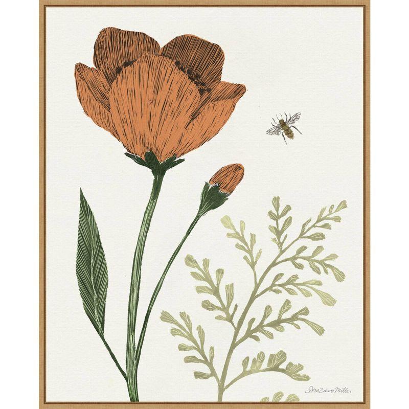 Springtime Floral Canvas Print with Light Brown Frame