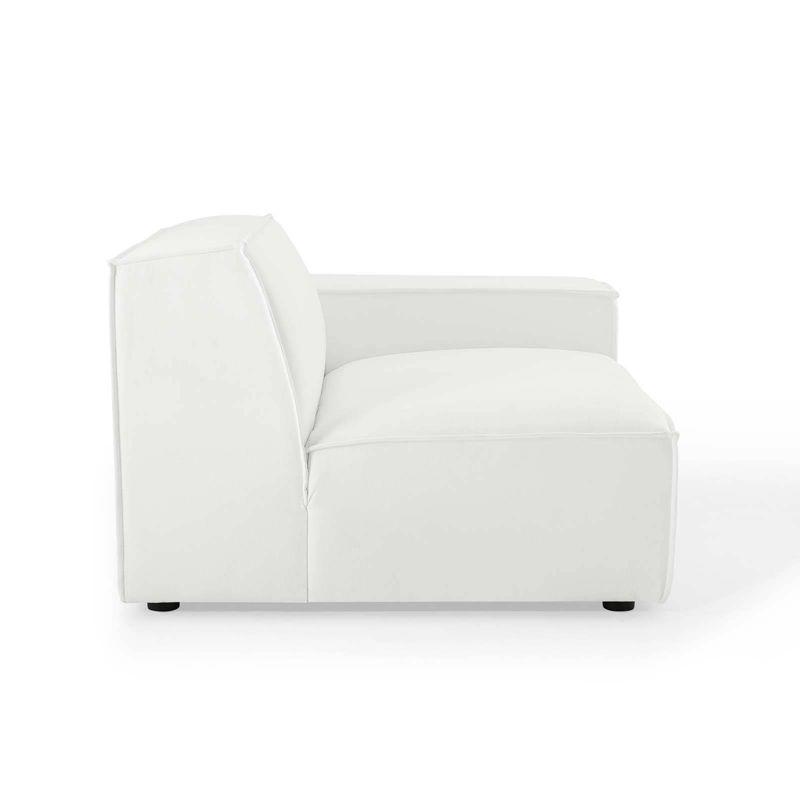 Luxe 5-Piece White Velvet Fabric Sectional Sofa with Ottoman