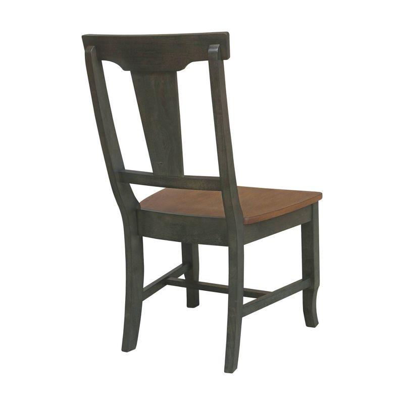 Set of 2 Solid Wood Panel Back Chairs Hickory/Washed Coal - International Concepts: Rubberwood Frame, Armless Design