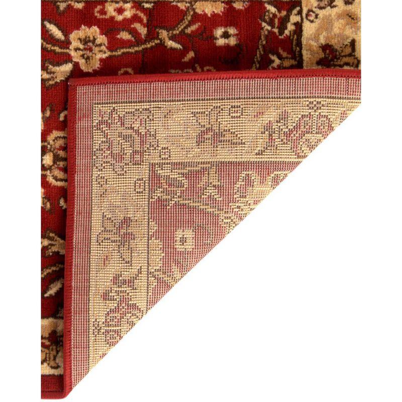 Burgundy and Ivory Traditional Rectangular Easy-Care Rug