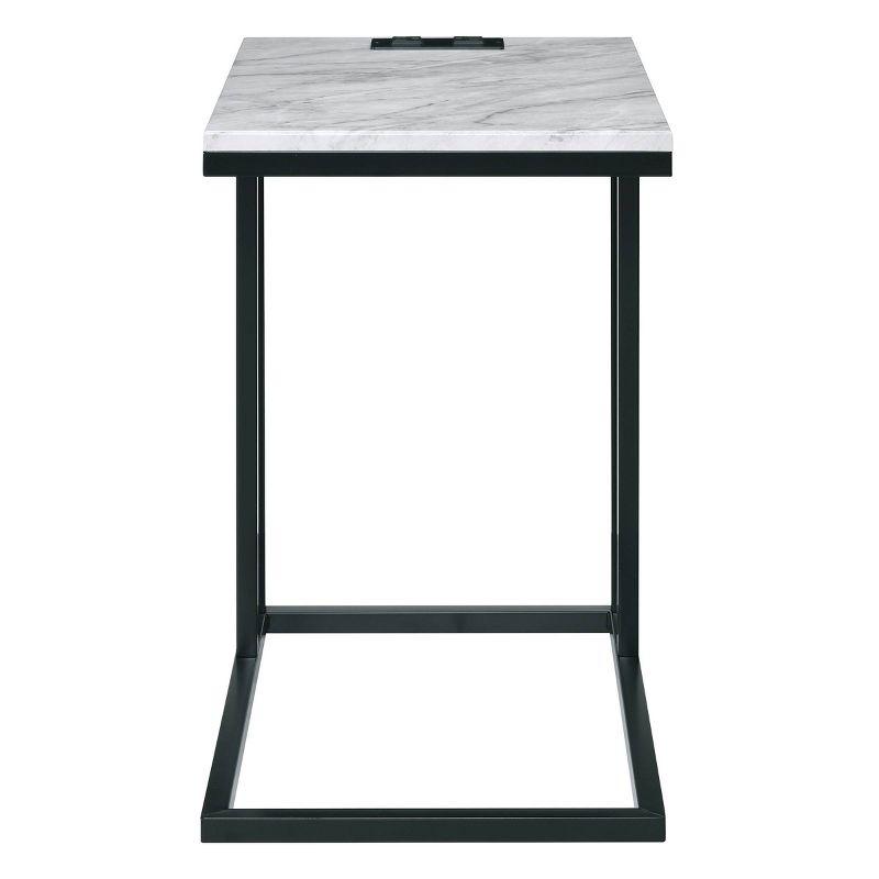 Norwich C Table with Power Port Black/White - OSP Home Furnishings: Side Service, Steel Frame, MDF Top