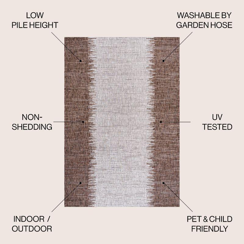 3'x5' Tavira Modern Strie' Indoor/Outdoor Area Rug, Brown/Beige - JONATHAN Y