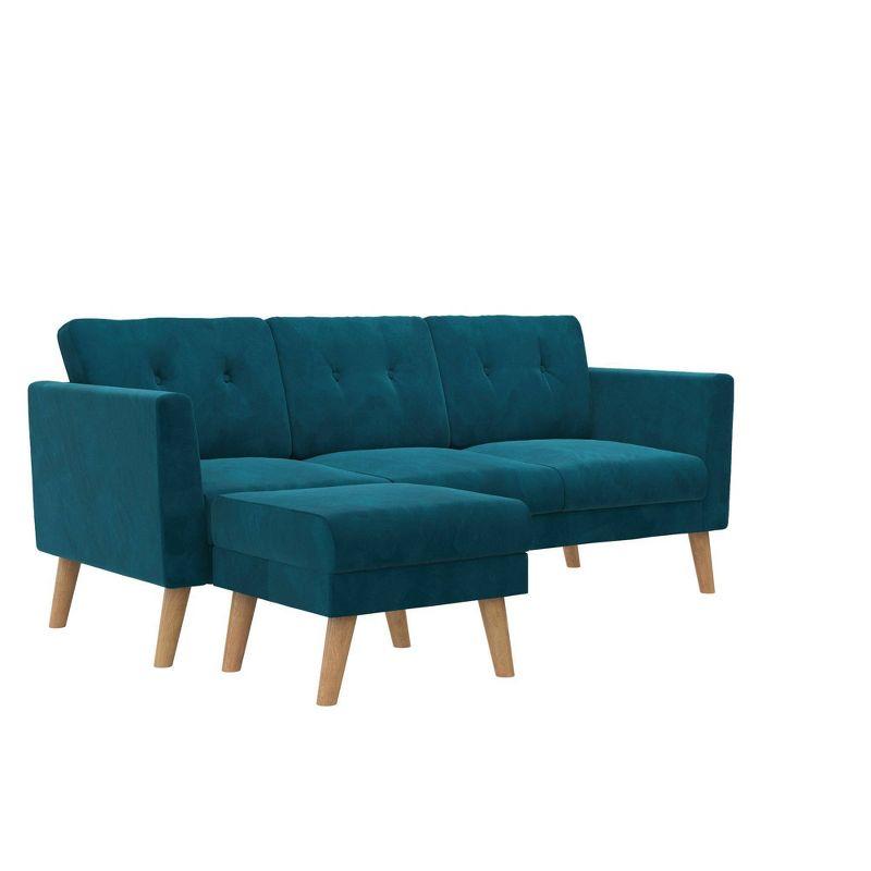 Gloria 75.5'' Wide Velvet Reversible Sofa & Chaise with Ottoman