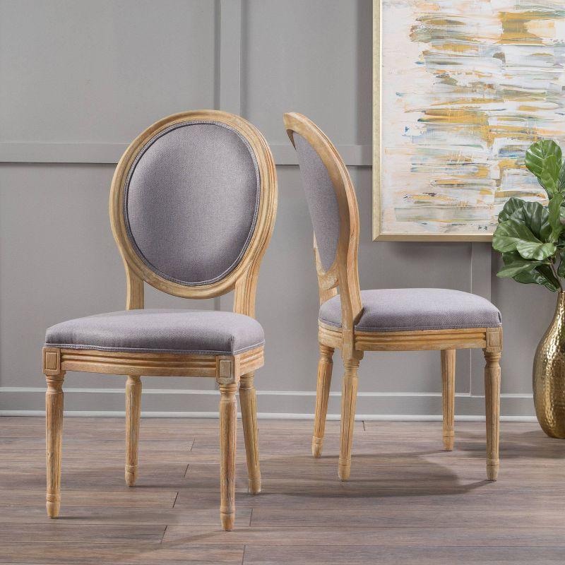 Set of 2 Phinnaeus Dining Chair Gray - Christopher Knight Home: French Country, Upholstered, Rubberwood