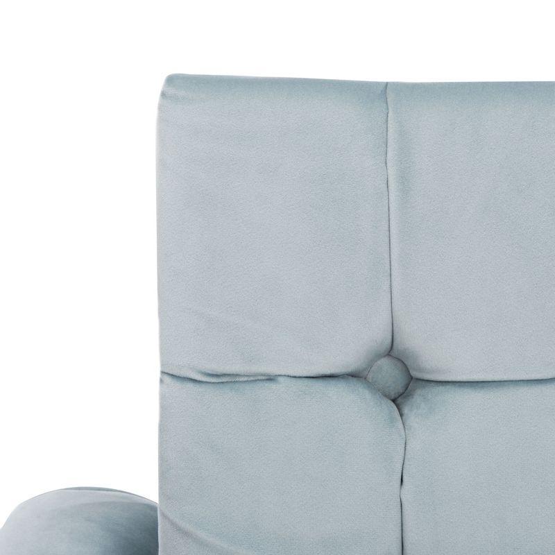 Slate Blue Velvet Tufted Accent Chair with Vintage Black Legs