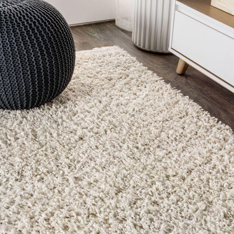 2'x8' Mercer Shag Plush Area Rug, Cream - JONATHAN Y