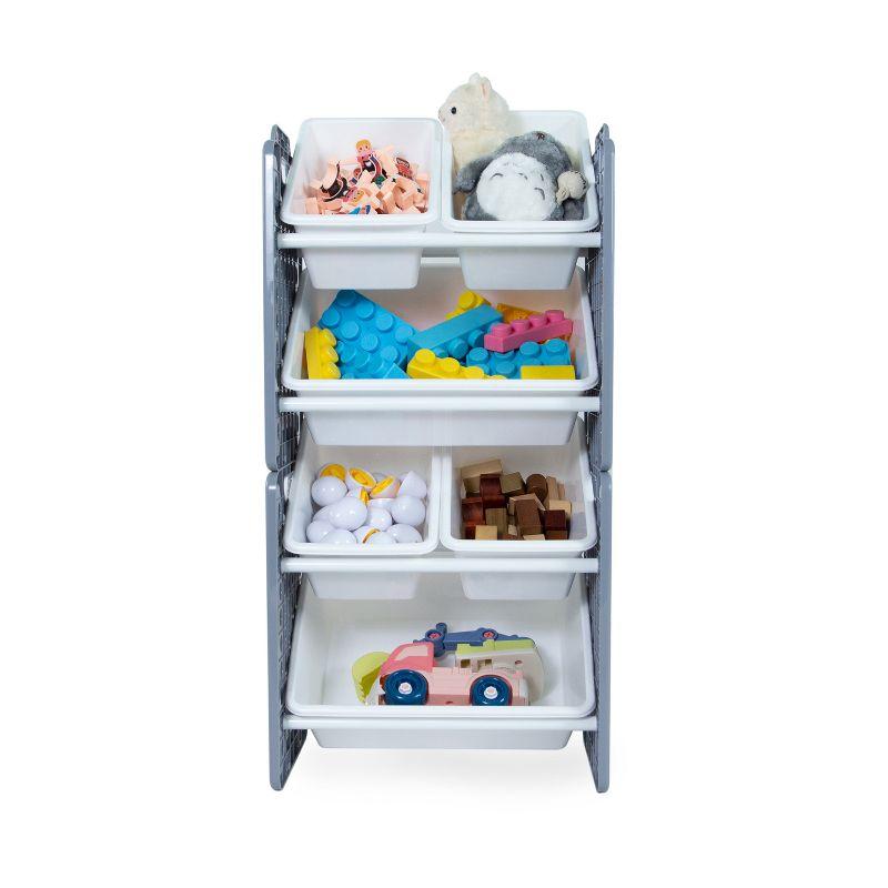 UNiPLAY Toy Organizer With 6 Removable Storage Bins and Block Play Panel, Multi-Size Bin Organizer